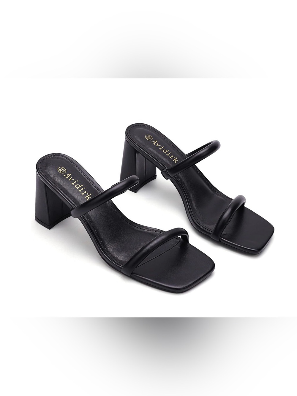 Black Square Toe Double-Strap Block Heel Sandals size 11 NWOT